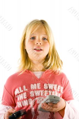 Young girl watching TV