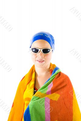 Young girl having funat the beach (isolated on white)