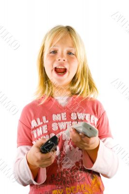 Young girl watching TV