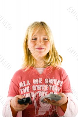 Young girl watching TV