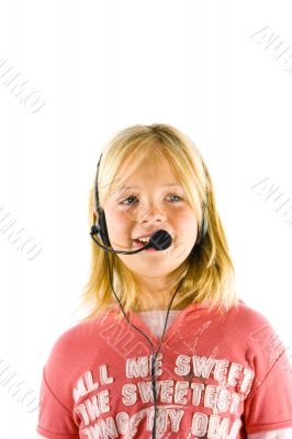 Young girl with a headset