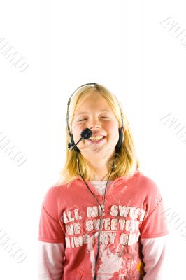 Young girl with a headset