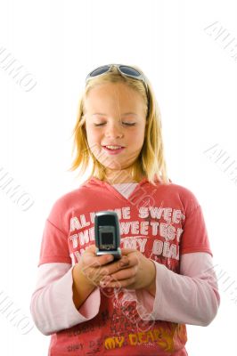 Young girl holding a cellphone