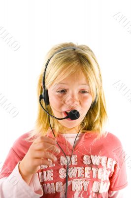 Young girl with a headset