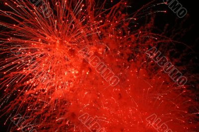Red fireworks explosion