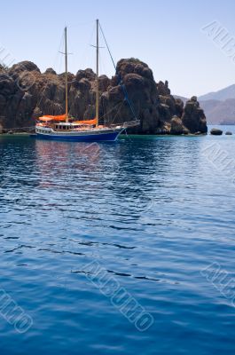 Yacht in Aegean sea.