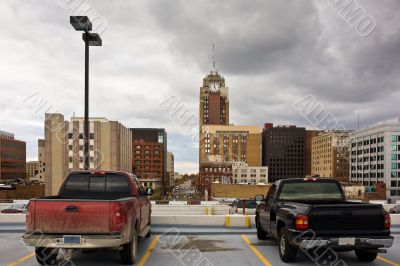 Trucks on parking lot