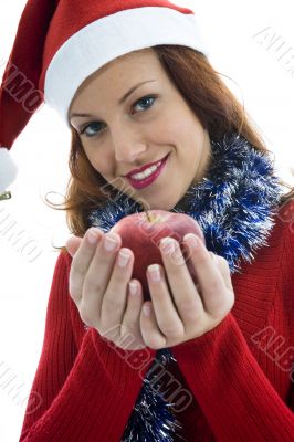 Beautiful woman with apple