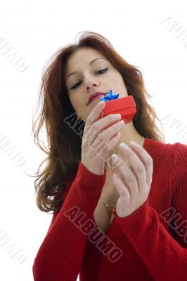 Beautiful woman with gift