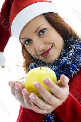 Beautiful woman with apple