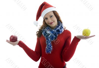 Beautiful woman with apple