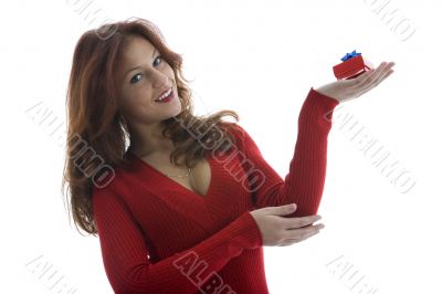 Beautiful woman with gift