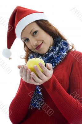 Beautiful woman with apple