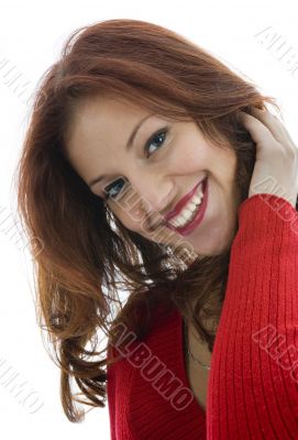 Beautiful woman in red sweater