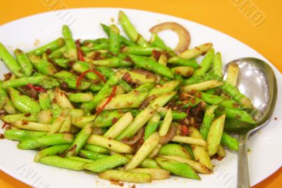 Fried asparagus