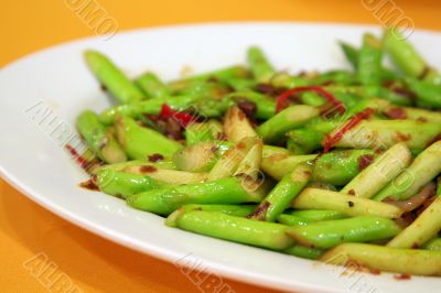 Fried asparagus