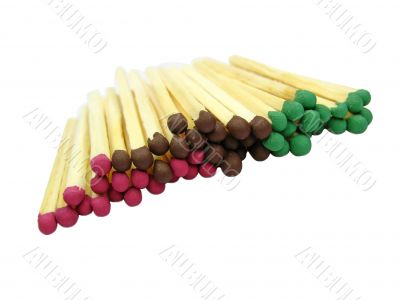 Red, Green, Brown matches Isolated on white