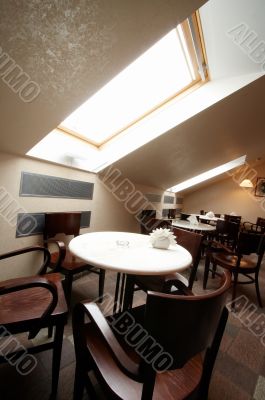 white tables