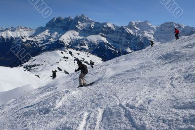 Skier  with Dents du Midi