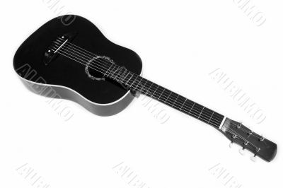 Black six-string guitar