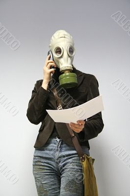woman in a gas mask