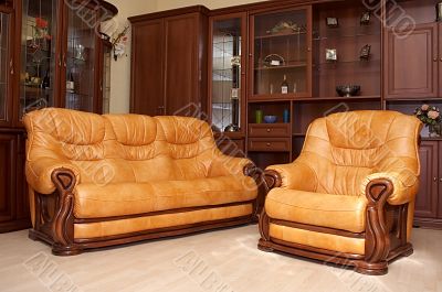 yellow sofa and armchair