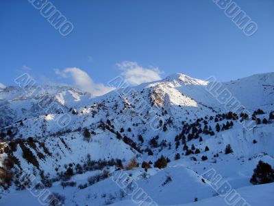 Mountains in a snow