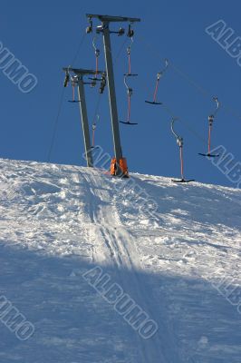 Snowy chairlift