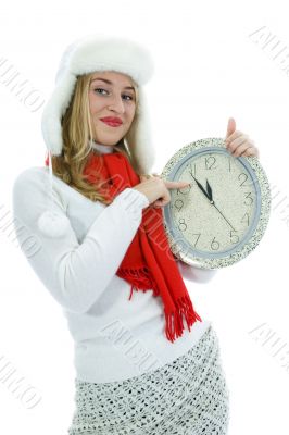 Beautiful woman   with hour