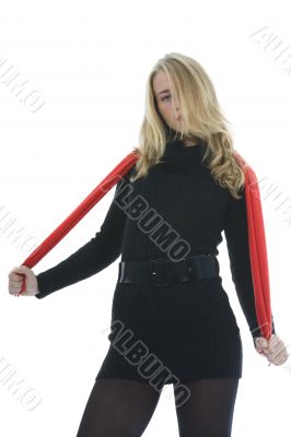 Beautiful woman with red scarf