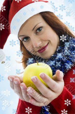 Beautiful woman with apple