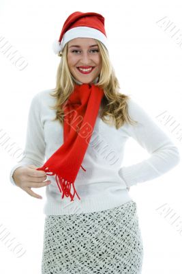 Beautiful woman with red scarf