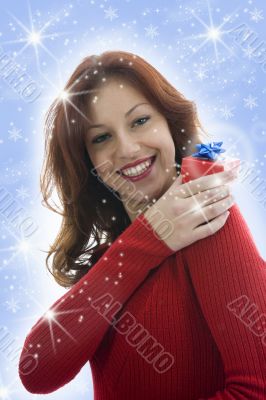 Beautiful woman with gift