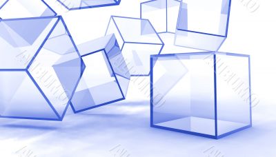 blue glass cubes
