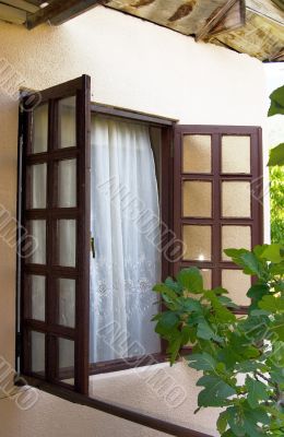 open shutters of a window