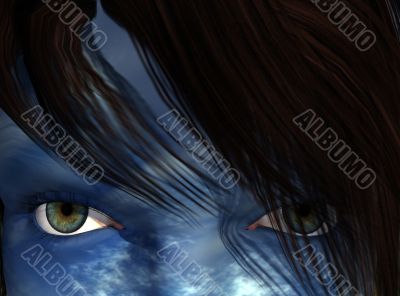 blue face