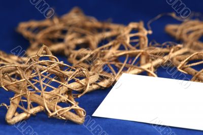 Gold Christmas Star / with blank card  / holiday background