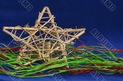 Gold Christmas Star / with copy space / holiday background