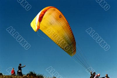 In the air.
