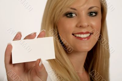 Businesswoman hands, woman holding Card