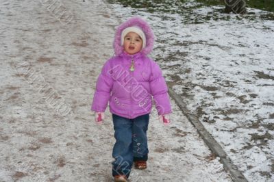 little pretty girl in autumn time
