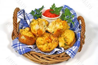 Basket Of Freshly Baked Muffins