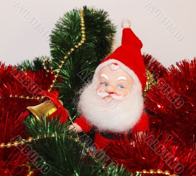 Santa claus and yellow bell.