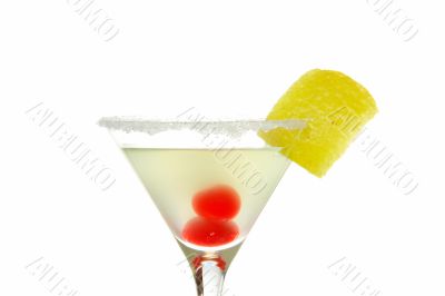 Cocktail with cherries detail