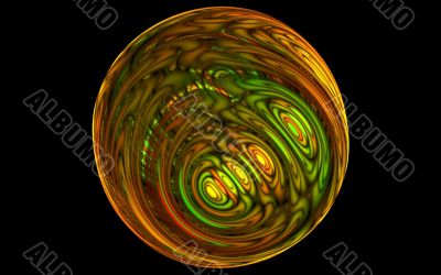 gold and green bauble planet