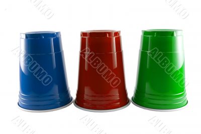 Blue Red and Green Party Cups
