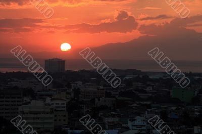 sunset in the city