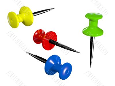 Colored plastic pushpins