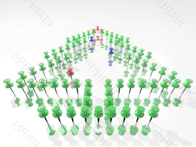 Colored plastic pushpins