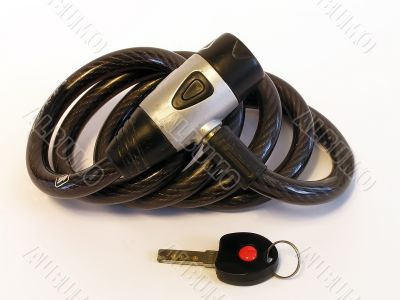 The bicycle lock and key.